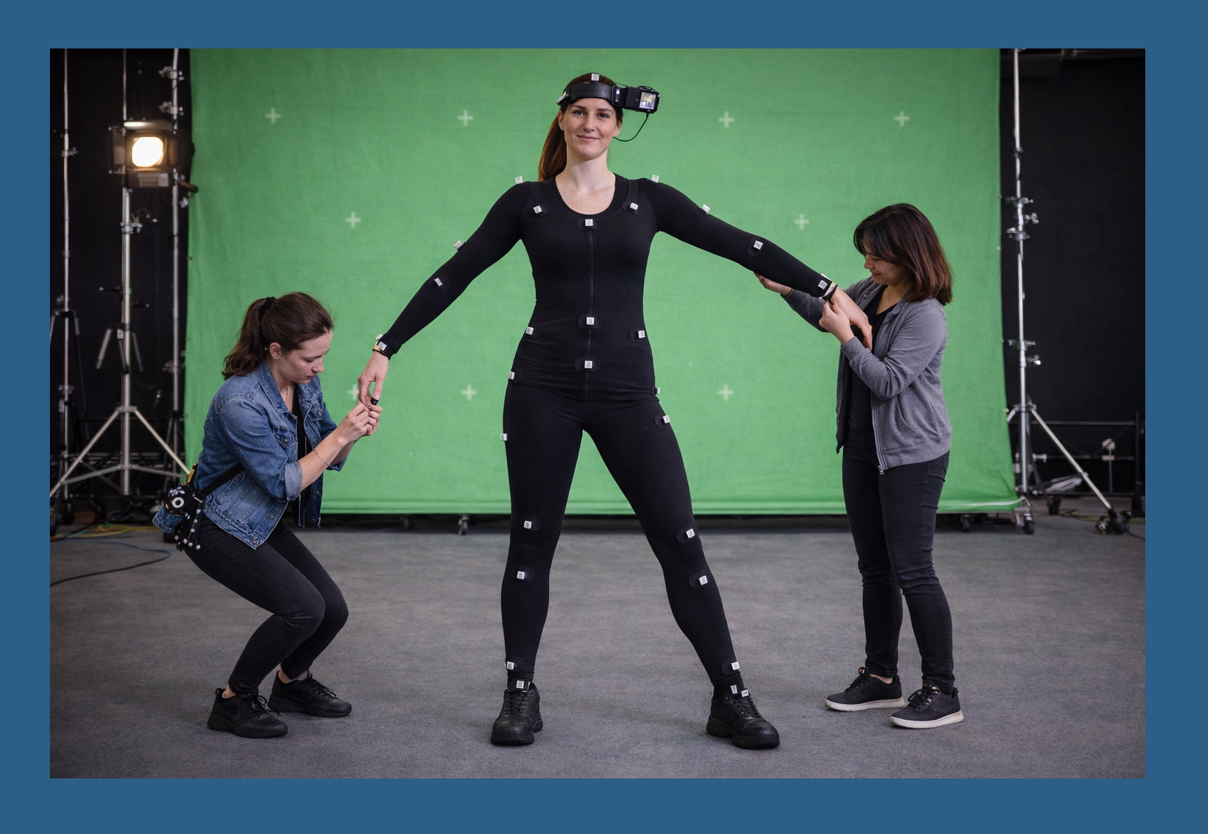 Persona con traje de captura de movimiento